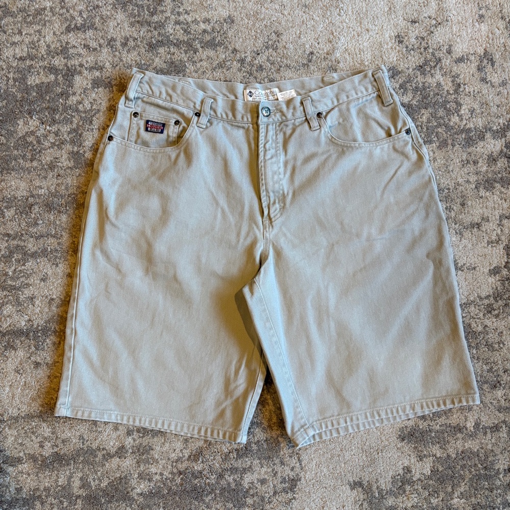 VTG 90s Columbia Tough Mother Jeans Khaki Hiking Outdoors Heavyweight Shorts
